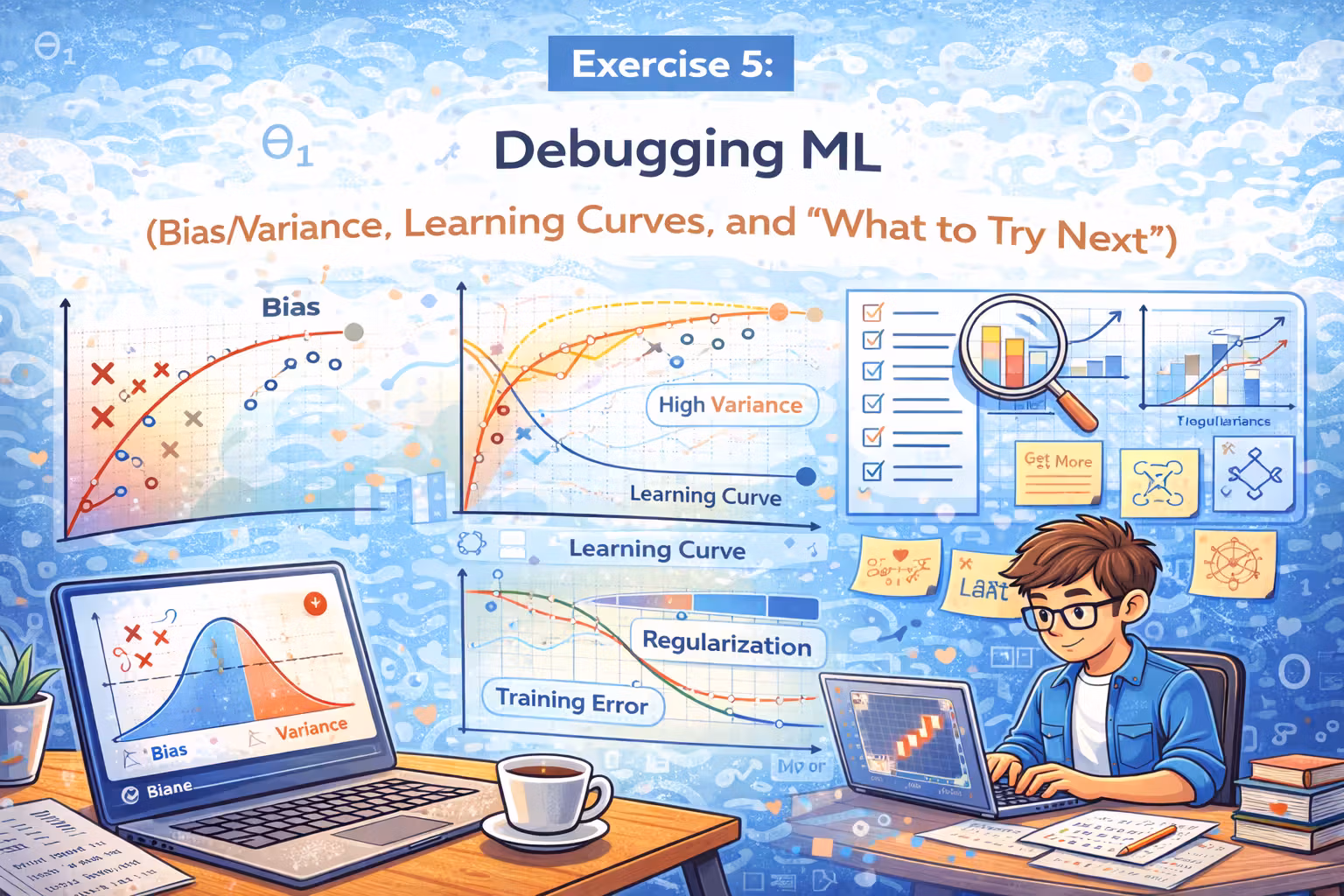 Exercise 5 - Debugging ML (Bias/Variance, Learning Curves, and What to Try Next)