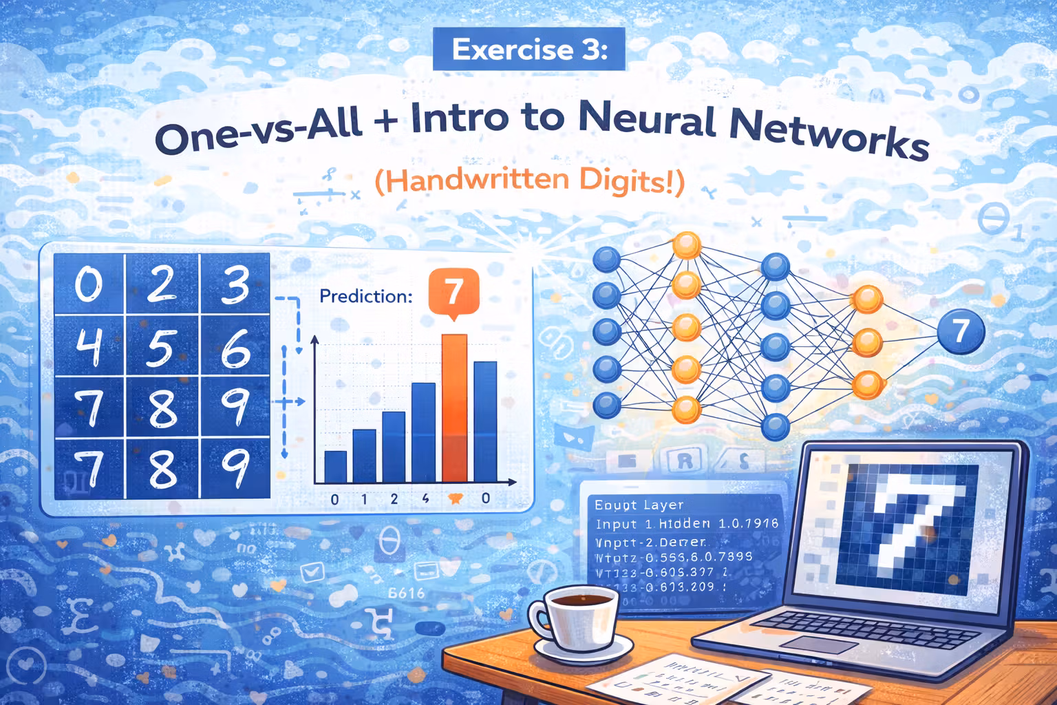 Exercise 3 - One-vs-All + Intro to Neural Networks (Handwritten Digits!)