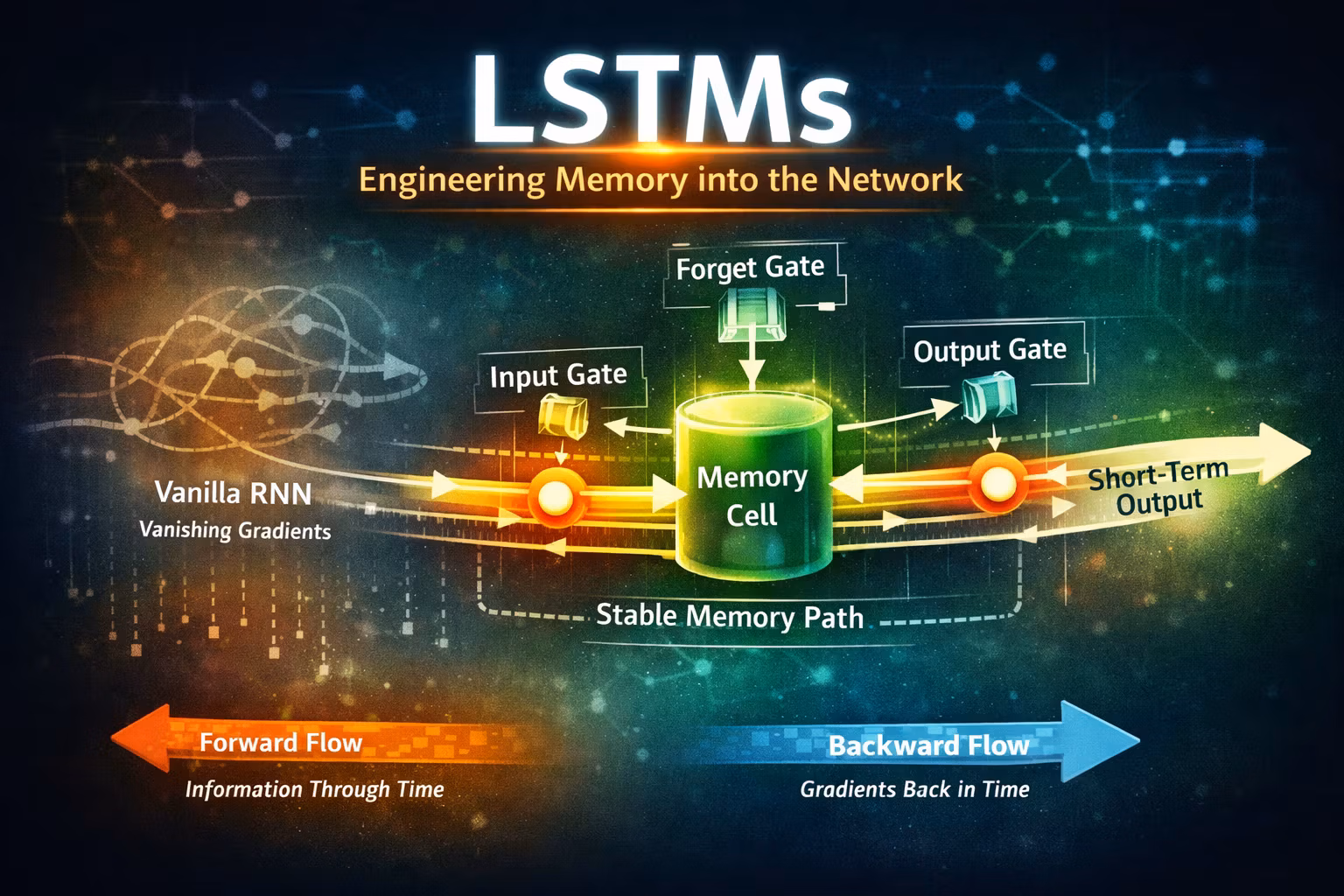 LSTM network visualization with memory gates