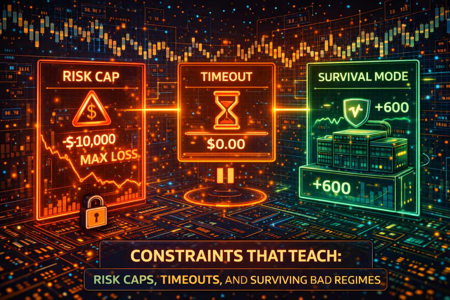 Constraints That Teach: Risk Caps, Timeouts, and Surviving Bad Regimes