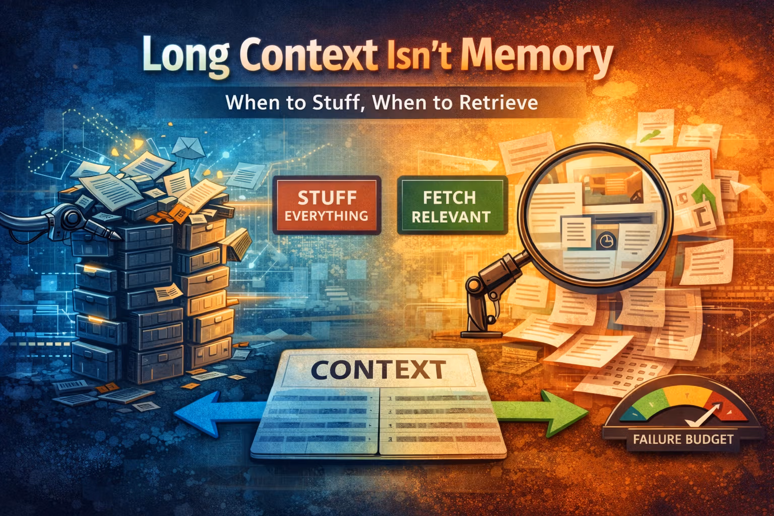 Long Context Isn’t Memory: When to Stuff, When to Retrieve