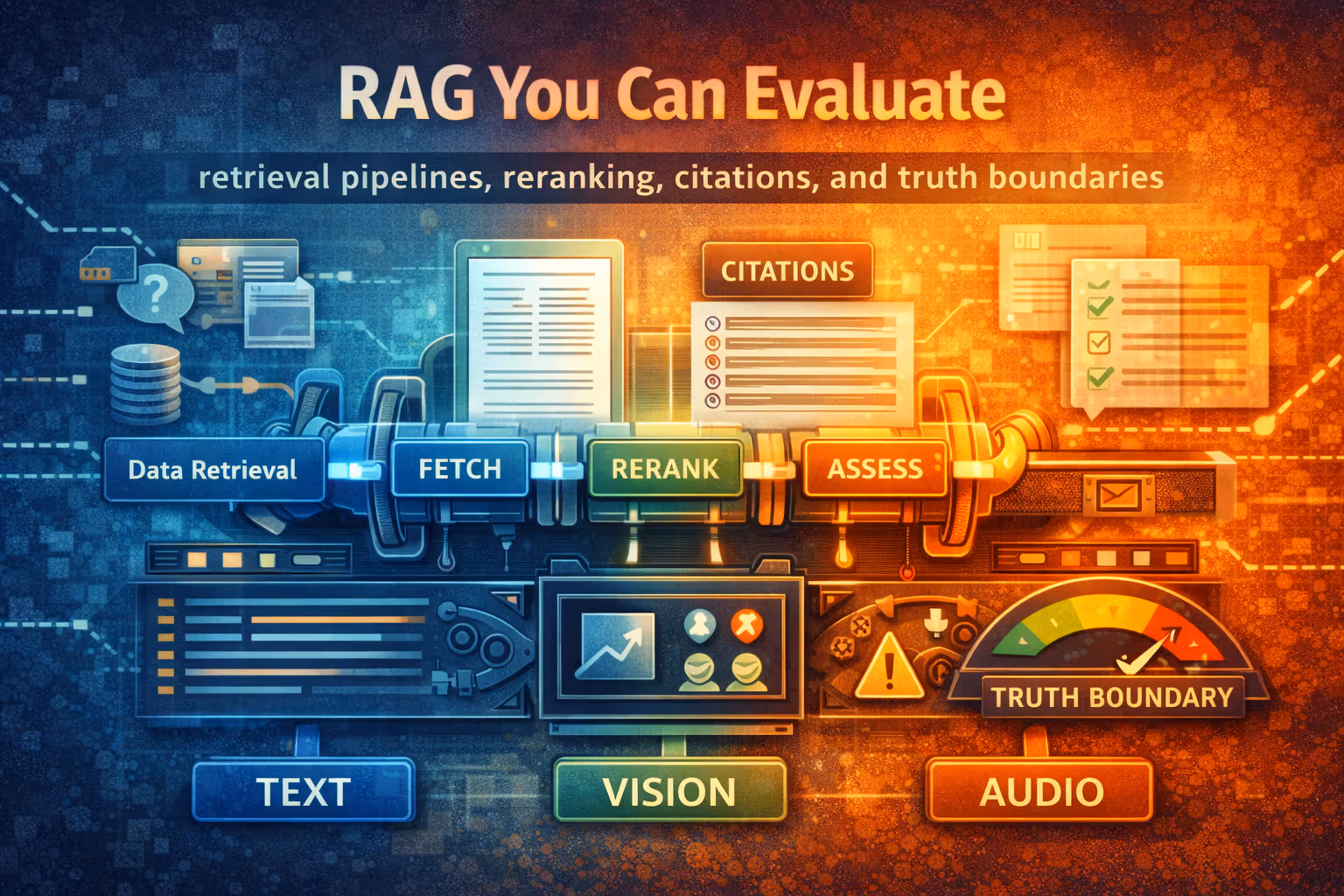 RAG You Can Evaluate: retrieval pipelines, reranking, citations, and truth boundaries